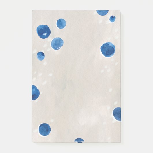 水彩可愛いブルーネイビー航海の水玉模様 ポストイット (正面)