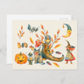 水彩可愛いブーハッピーハローウィン収集 ポストカード (正面/裏面)