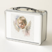 水彩可愛いベビーエンジェルシール メタルランチボックス (裏面)