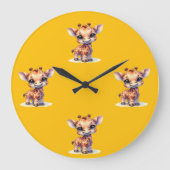 水彩可愛いベビーキリン壁時計 ラージ壁時計 (正面)