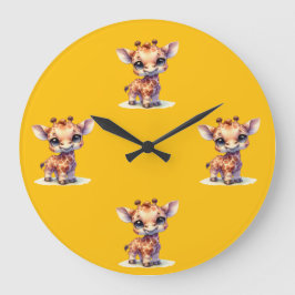 水彩可愛いベビーキリン壁時計 ラージ壁時計
