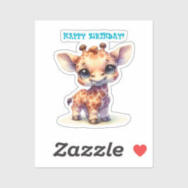 水彩可愛いベビーキリン シール