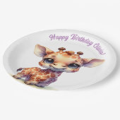 水彩可愛いベビーキリン ペーパープレート (アングル)