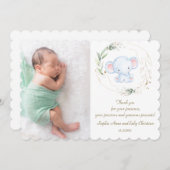 水彩可愛いベビーゾウのサファリベイビーシャワー サンキューカード (正面/裏面)