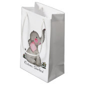 水彩可愛いベビーゾウ赤面&花 スモールペーパーバッグ (裏面アングル)