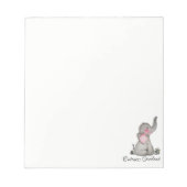 水彩可愛いベビーゾウ赤面&花 ノートパッド (正面)