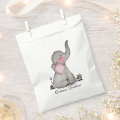 水彩可愛いベビーゾウ赤面&花 フェイバーバッグ (クリップ留めされた状態)