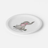 水彩可愛いベビーゾウ赤面&花 ペーパープレート (アングル)