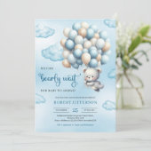 水彩可愛いベビーテディベア風船 招待状 (スタンド正面)