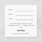 水彩可愛いペキンゲズドッグアポイントメントリマインダー スクエア名刺 (裏面)