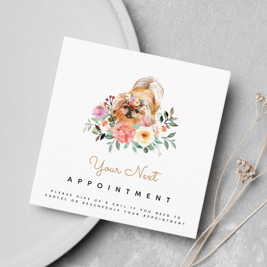 水彩可愛いペキンゲズドッグアポイントメントリマインダー スクエア名刺
