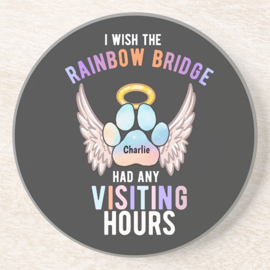 水彩可愛いペット前犬ねこメモリアル翼 コースター (正面)