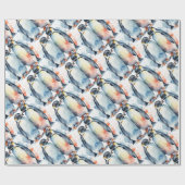 水彩可愛いペンギン動物野生動物自然 ラッピングペーパー (フラット)
