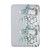 水彩可愛いペンギン松の木のクリスマス バスマット (正面縦)