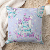 水彩可愛いホッキョクグマとペンギンのクリスマス クッション (ブランケット)