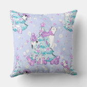 水彩可愛いホッキョクグマとペンギンのクリスマス クッション (裏面)