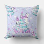 水彩可愛いホッキョクグマとペンギンのクリスマス クッション (正面)