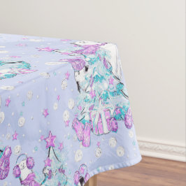 水彩可愛いホッキョクグマとペンギンのクリスマス テーブルクロス