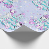 水彩可愛いホッキョクグマとペンギンのクリスマス ラッピングペーパー (角)