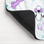 水彩可愛いホッキョクグマとペンギンの友達 マウスパッド (コーナー)