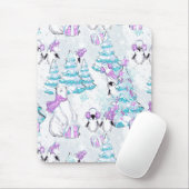 水彩可愛いホッキョクグマとペンギンの友達 マウスパッド (マウス)