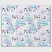 水彩可愛いホッキョクグマとペンギンの友達 ラッピングペーパー (フラット)