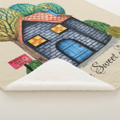 水彩可愛いホームスイートホームアート シェルパブランケット (3/4)