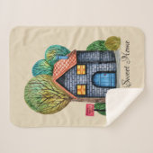 水彩可愛いホームスイートホームアート シェルパブランケット (正面(横))