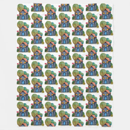 水彩可愛いホームスイートホームアート フリースブランケット