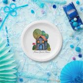水彩可愛いホームスイートホームアート ペーパープレート (パーティー)
