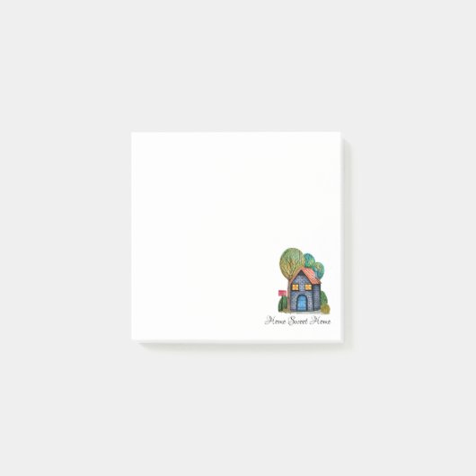 水彩可愛いホームスイートホームアート ポストイット (正面)