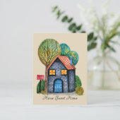 水彩可愛いホームスイートホームアート ポストカード (スタンド正面)