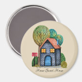 水彩可愛いホームスイートホームアート マグネット (正面/裏面)