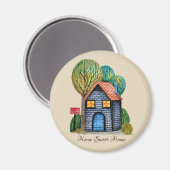 水彩可愛いホームスイートホームアート マグネット (正面/裏面)