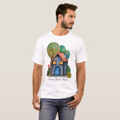 水彩可愛いホームスイートホームアート Tシャツ (正面フル)