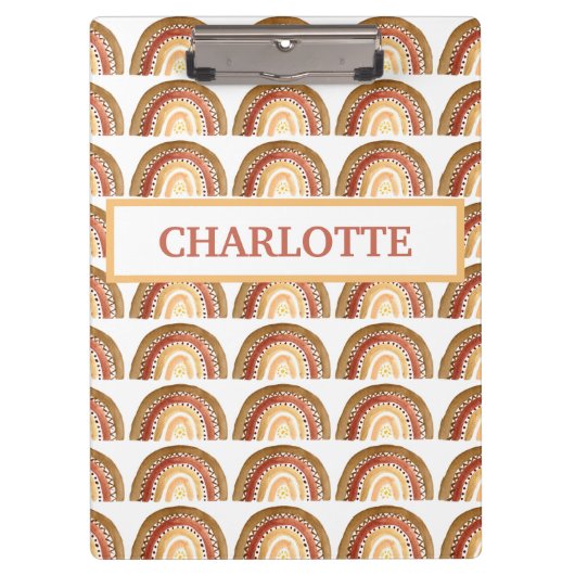 水彩可愛いボホパステルキッズガールレインボー クリップボード (正面)