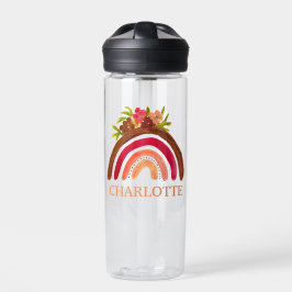 水彩可愛いボホパステルフローラモダンレインボー ウォーターボトル