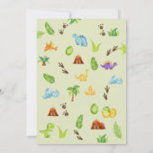 水彩可愛いボホー恐竜グリーンリーボーイベビー 招待状 (裏面)