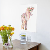 水彩可愛いポニー花飾り 箔ポスター (レイダウン (キッチン))