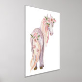 水彩可愛いポニー花飾り 箔ポスター (レイダウン)