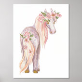 水彩可愛いポニー花飾り 箔ポスター (正面)
