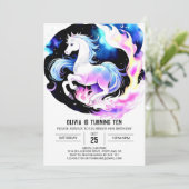 水彩可愛いポニー誕生日 招待状 (スタンド正面)