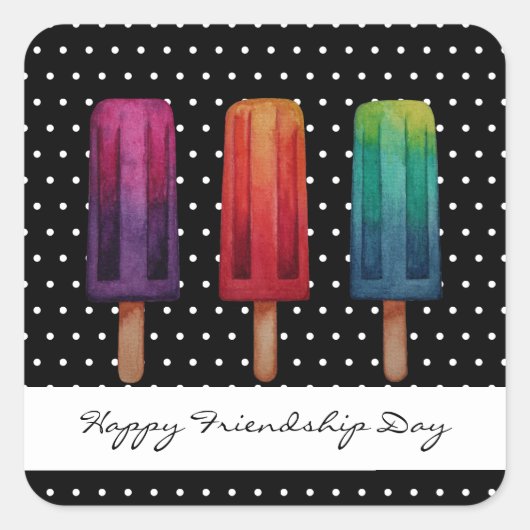 水彩可愛いポピュシクルアイスクリーム スクエアシール (正面)