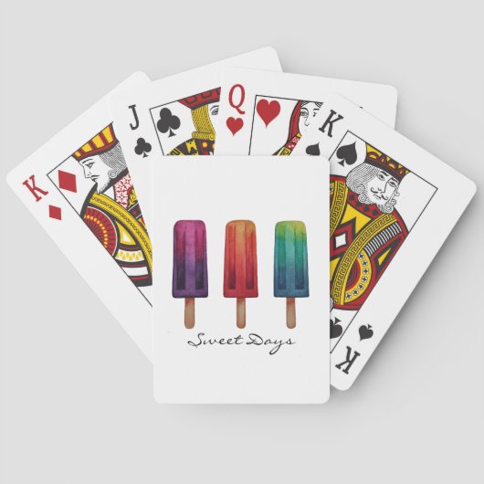 水彩可愛いポピュシクルアイスクリーム トランプ (裏面)