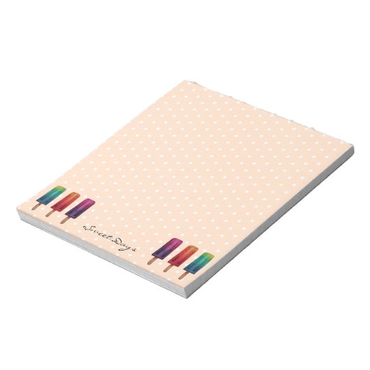 水彩可愛いポピュシクルアイスクリーム ノートパッド (回転)