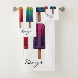 水彩可愛いポピュシクルアイスクリーム バスタオルセット