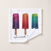 水彩可愛いポピュシクルアイスクリーム バスタオルセット (ウォッシュタオル)
