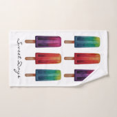 水彩可愛いポピュシクルアイスクリーム バスタオルセット (ハンドタオル)