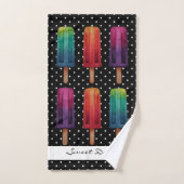 水彩可愛いポピュシクルアイスクリーム バスタオルセット (ハンドタオル)