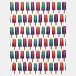 水彩可愛いポピュシクルアイスクリーム フリースブランケット